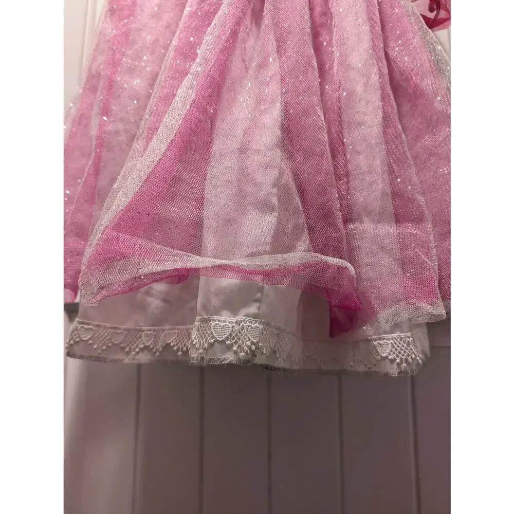 Disney Store Minnie Mouse Pink White Princess Dress Halloween Costume Size S 4-6